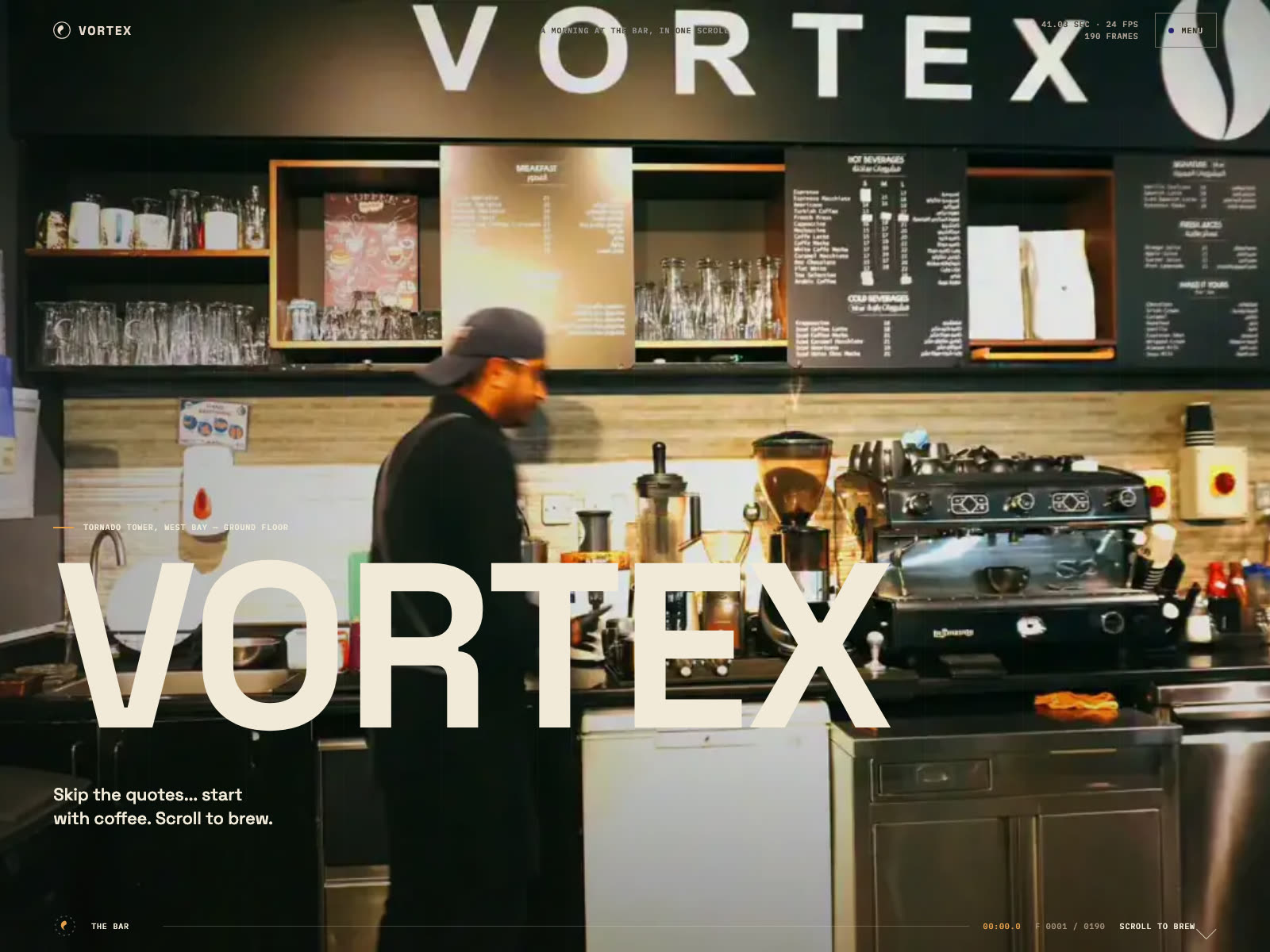 Vortex concept three — the scroll-driven film site